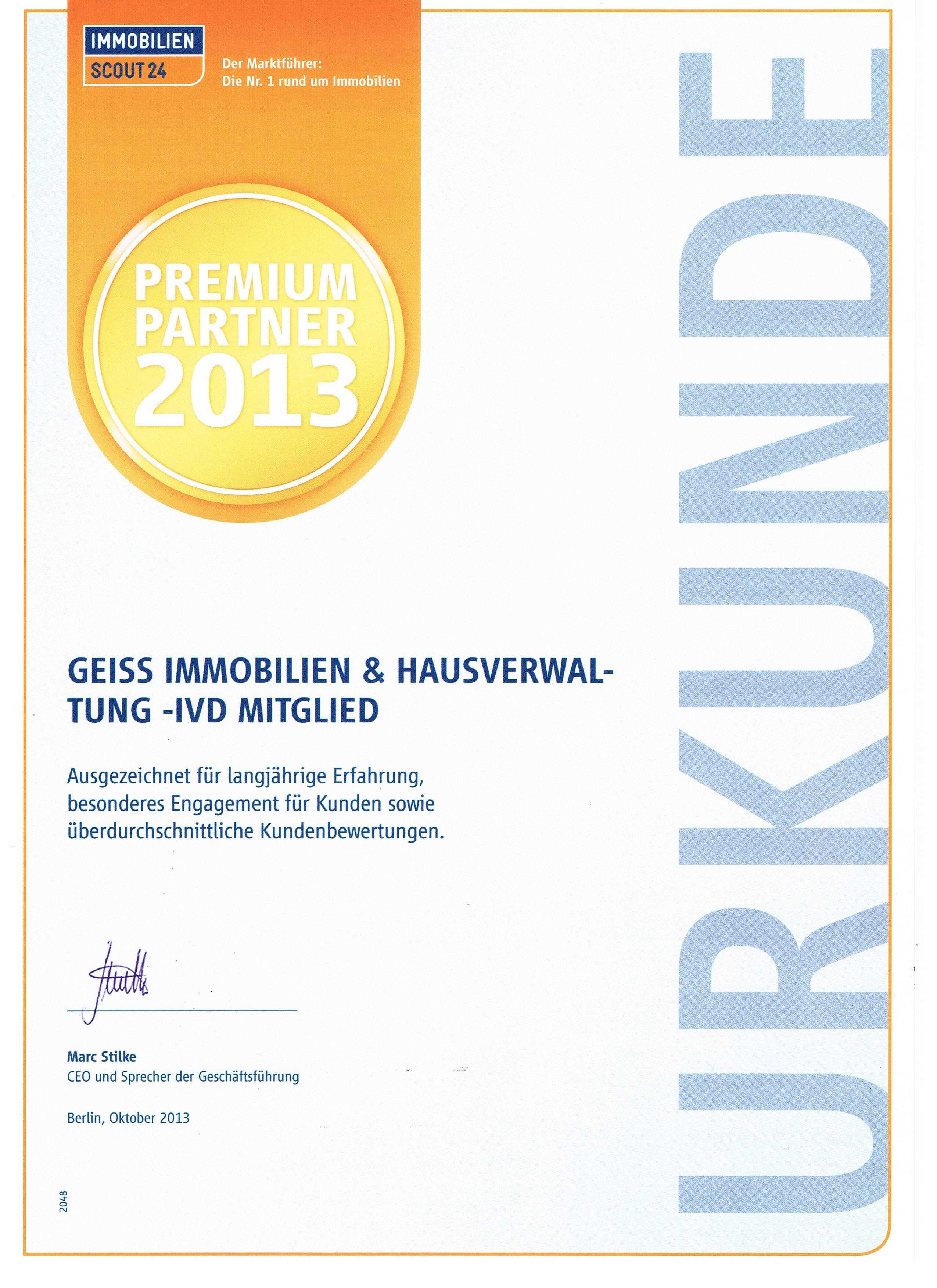 ImmobilienScout - Premium Partner 2013